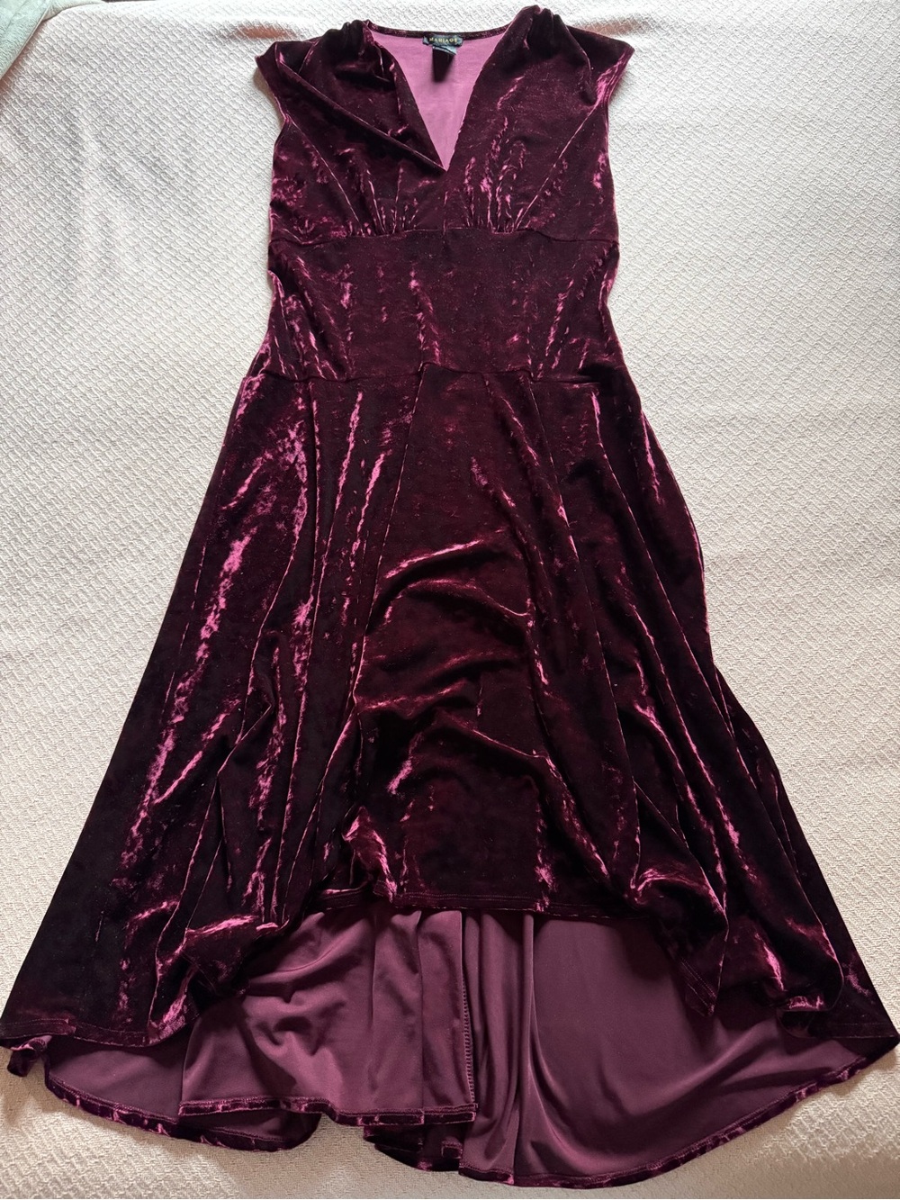 Burgundy Crushed Velvet High-Low Dress - Whimsigoth